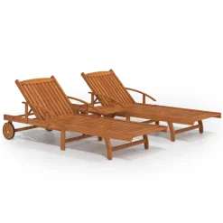 Pack de 2 tumbonas Reliax con mesita auxiliar madera de acacia