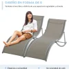 Pack de 2 tumbonas Talasia Outsunny plegables gris 63x165x61 cm