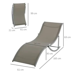 Pack de 2 tumbonas Talasia Outsunny plegables gris 63x165x61 cm