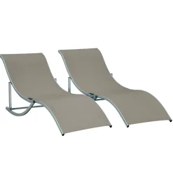 Pack de 2 tumbonas Talasia Outsunny plegables gris 63x165x61 cm
