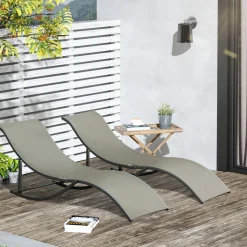 Pack de 2 tumbonas Talasia Outsunny plegables gris 63x165x61 cm