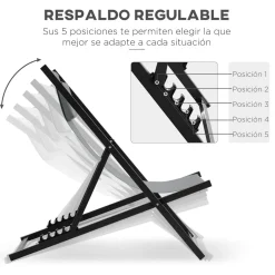 Pack de 2 tumbonas Thassos Outsunny plegables 5 posiciones gris