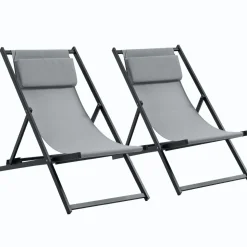 Pack de 2 tumbonas Thassos Outsunny plegables 5 posiciones gris
