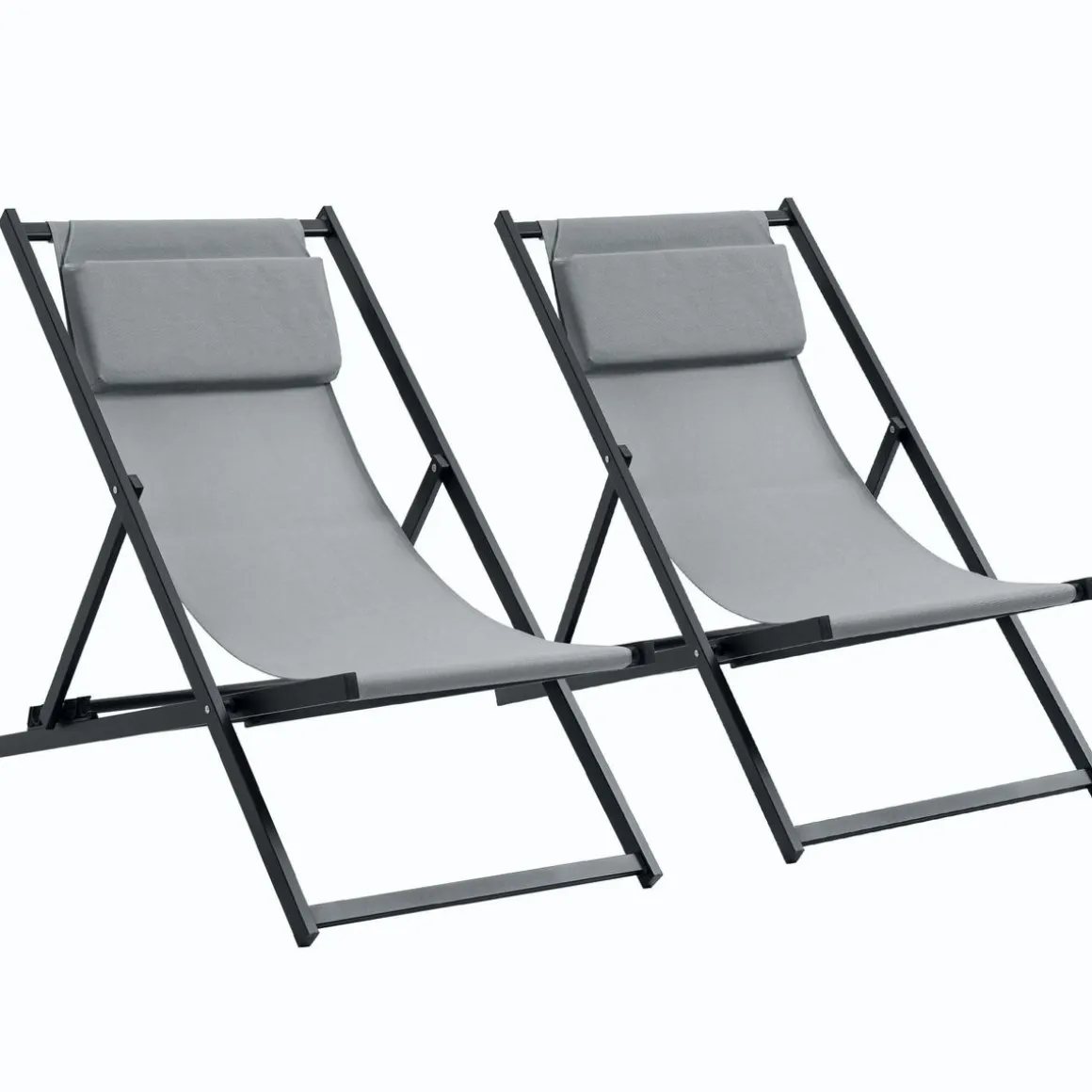 Pack de 2 tumbonas Thassos Outsunny plegables 5 posiciones gris