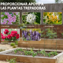 Pack de 4 vallas de jardín Molina Outsunny para enredaderas verde