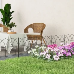 Pack de 5 vallas de jardín Margarita Outsunny personalizable negro 45,5x205 cm