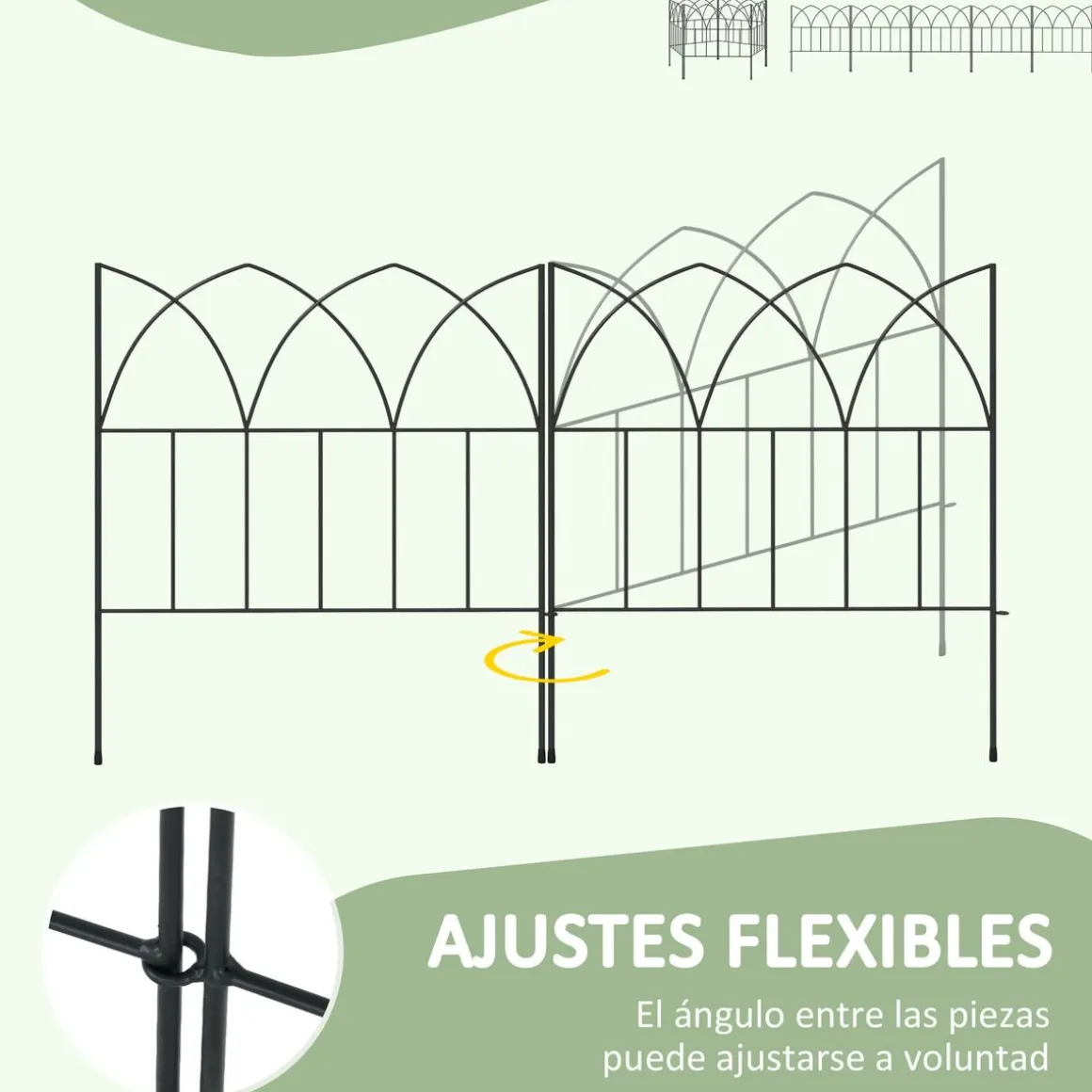 Pack de 5 vallas de jardín Margarita Outsunny personalizable negro 45,5x205 cm