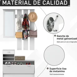 Pack mueble para recibidor multifuncional blanco
