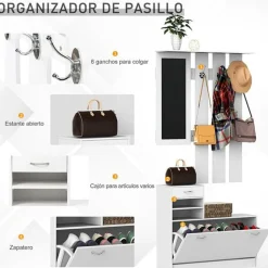 Pack mueble para recibidor multifuncional blanco