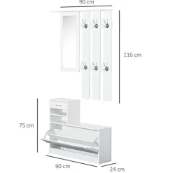 Pack mueble para recibidor multifuncional blanco