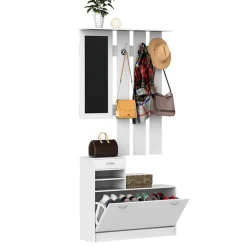 Pack mueble para recibidor multifuncional blanco