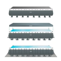 Pack piscina ultra XTR Intex 56368L + depuradora + escalera + clorador + cobertor + kit de mantenimiento + set voley gris 132x488x975 cm