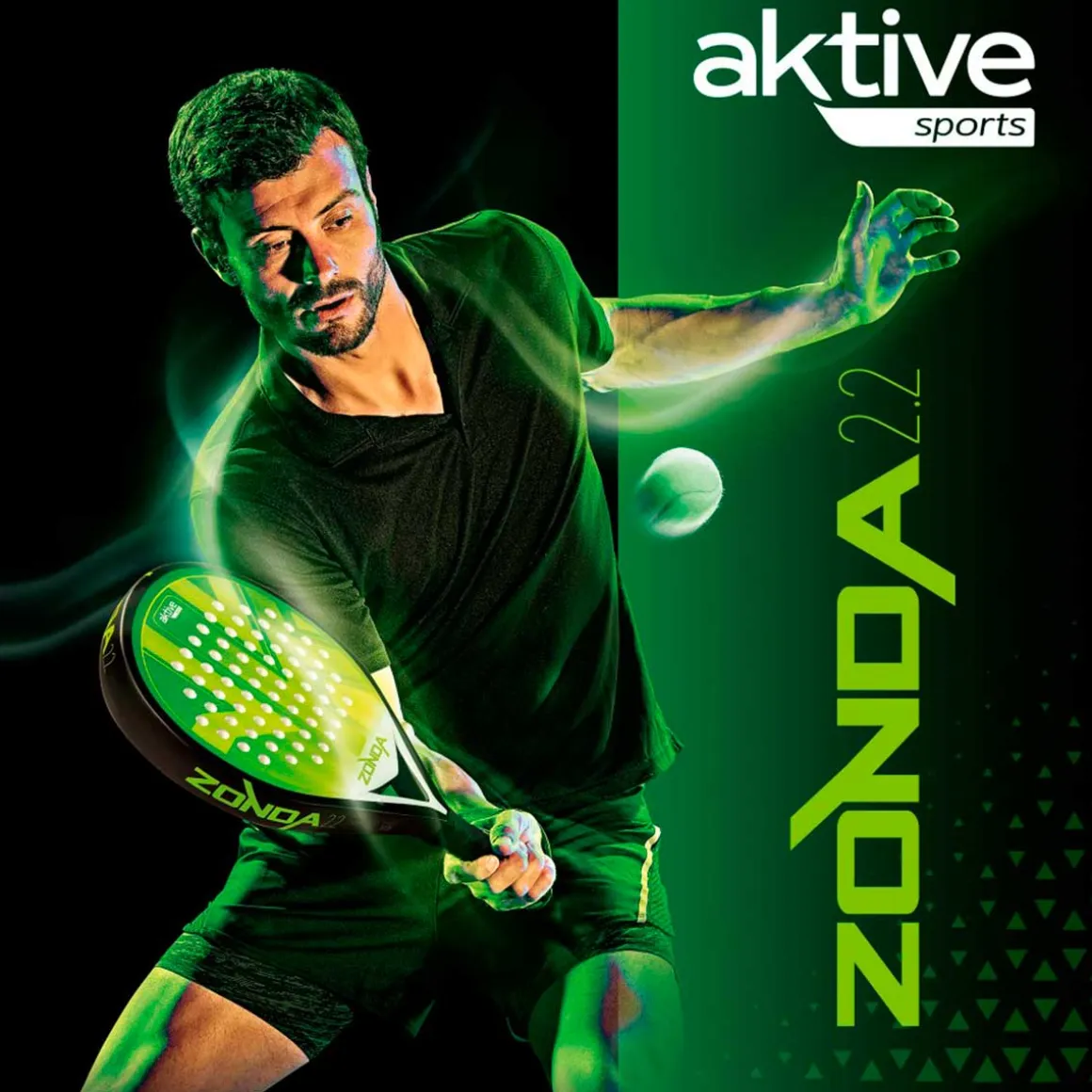 Pala de pádel Zonda 2.2 Aktive Sports fibra de vidrio forma lágrima verde