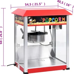 Palomitera con olla de teflón 1400W 2,7L rojo 68x54,5x40,5 cm