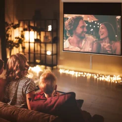 Pantalla de proyección Cinema Homcom 100'' altura ajustable blanco 158x236,8x8 cm