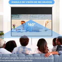 Pantalla de proyección Cinema Homcom 100'' altura ajustable blanco 158x236,8x8 cm