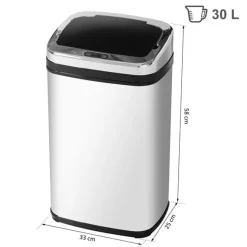 Papelera con sensor Homcom 30L inox 58x33x25 cm