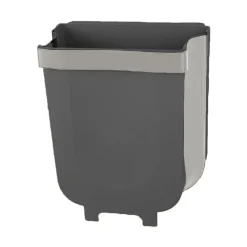 Papelera de cocina plegable 9L con colgador negro/gris