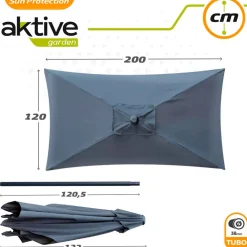 Parasol de balcón Aktive Garden con mástil de aluminio 240x200x120 cm