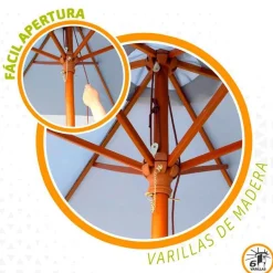 Parasol hexagonal Aktive Garden con mástil de madera antracita Ø300x250 cm