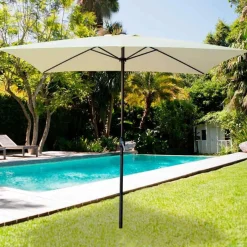 Parasol rectangular Aktive Garden con manivela crema 245x300x200 cm