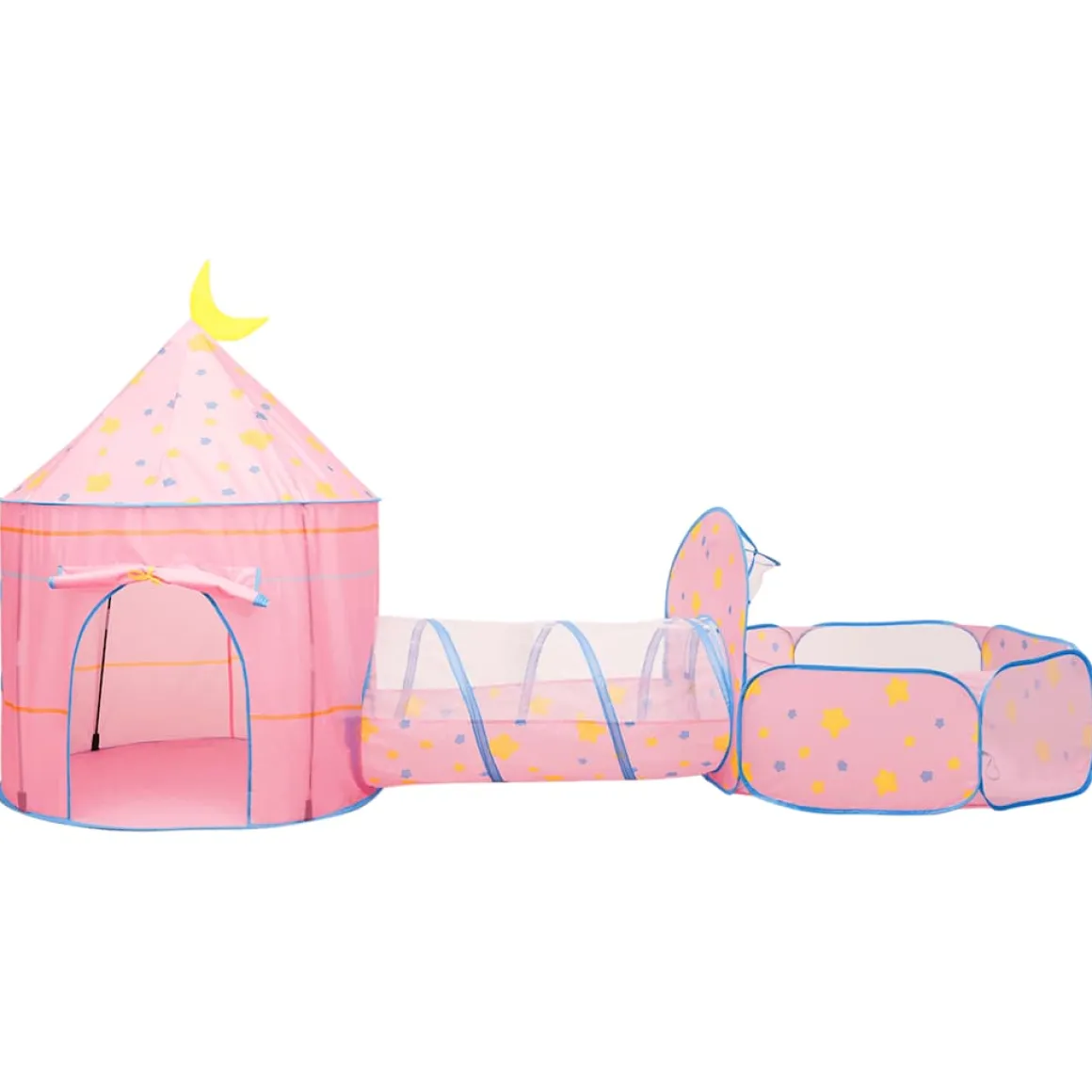 Parque de juegos infantil PinkDream 2 tiendas + túnel multicolor 128x120x301 cm