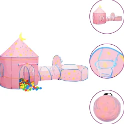 Parque de juegos infantil PinkDream 2 tiendas + túnel multicolor 128x120x301 cm