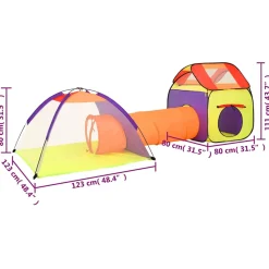 Parque de juegos infantil FunTunnel 2 tiendas + túnel multicolor 111x123x338 cm
