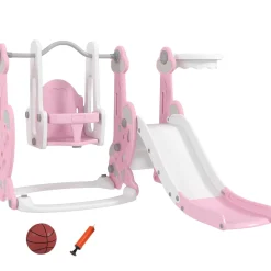 Parque infantil Rocket Aiyaplay 4 en 1 columpio + tobogán + canasta 107x147,5x160 cm