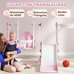 Parque infantil Rocket Aiyaplay 4 en 1 columpio + tobogán + canasta 107x147,5x160 cm