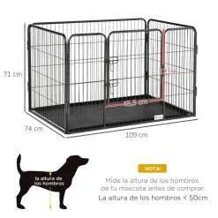 Parque para mascotas Arena Pawhut 4 paneles negro 71x109x74 cm