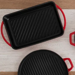 Parrilla rectangular Fierro Bidasoa hierro esmaltado rojo/negro 40x22 cm