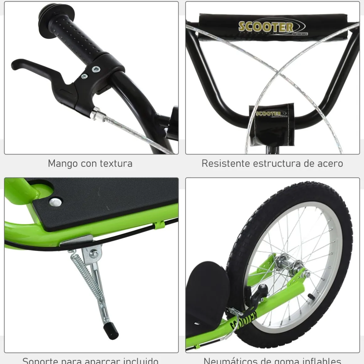 Patinete Dinamo Homcom altura ajustable + doble freno 90-96x139x58 cm