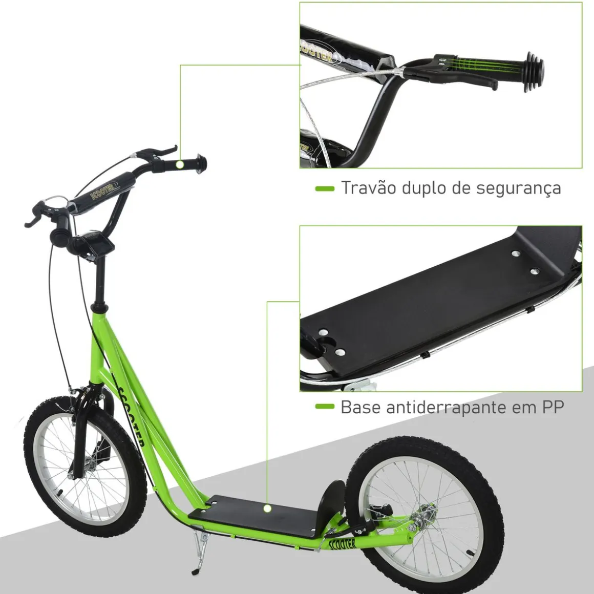 Patinete Dinamo Homcom altura ajustable + doble freno 90-96x139x58 cm