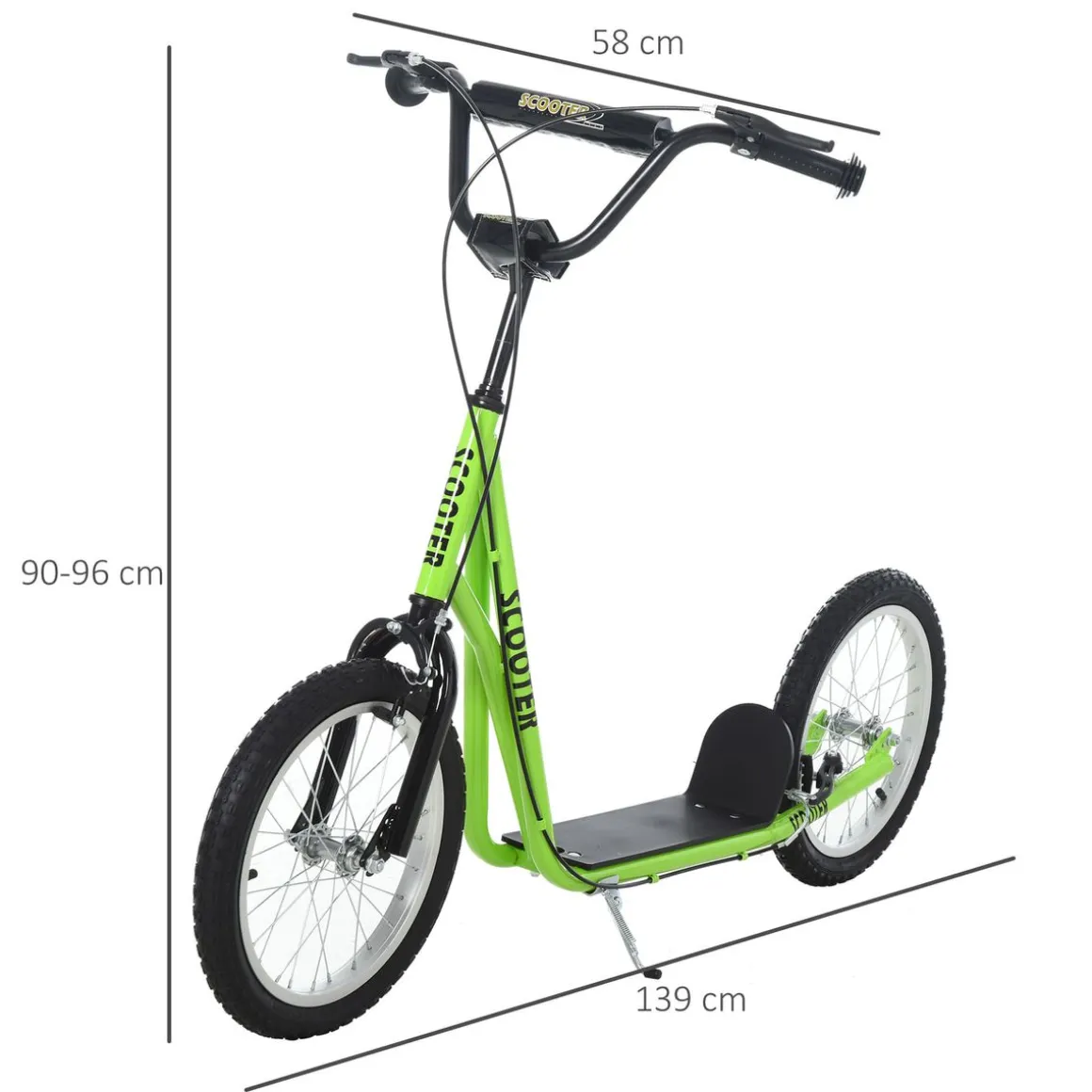 Patinete Dinamo Homcom altura ajustable + doble freno 90-96x139x58 cm