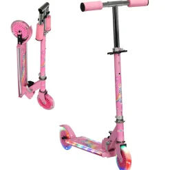 Patinete infantil Unicornio Homcom plegable luz LED + música 65-78x67x32 cm