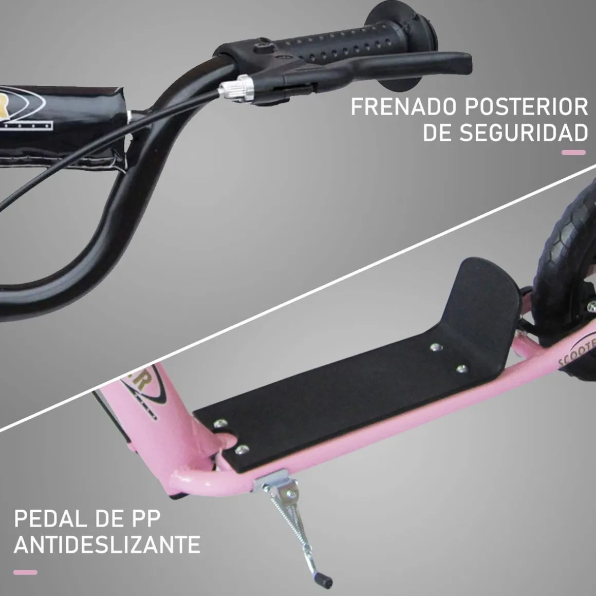 Patinete scooter Homcom 2 ruedas altura ajustable 5-12 años 80-88x120x52 cm