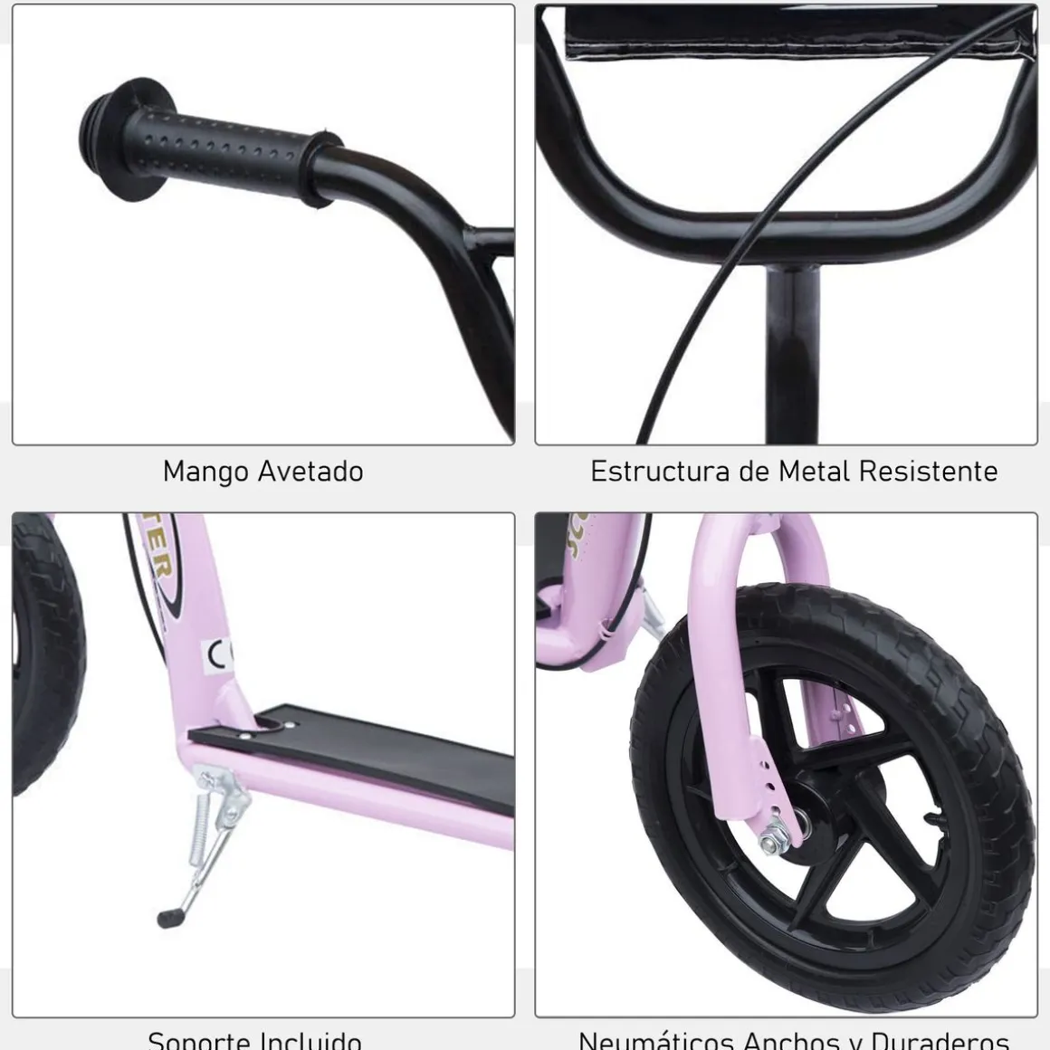 Patinete scooter Homcom 2 ruedas altura ajustable 5-12 años 80-88x120x52 cm