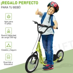 Patinete scooter Marte Homcom manillar ajustable + doble freno 96x58x139 cm