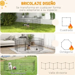 Pawhut parque de juegos para perros 8 paneles plegables negro