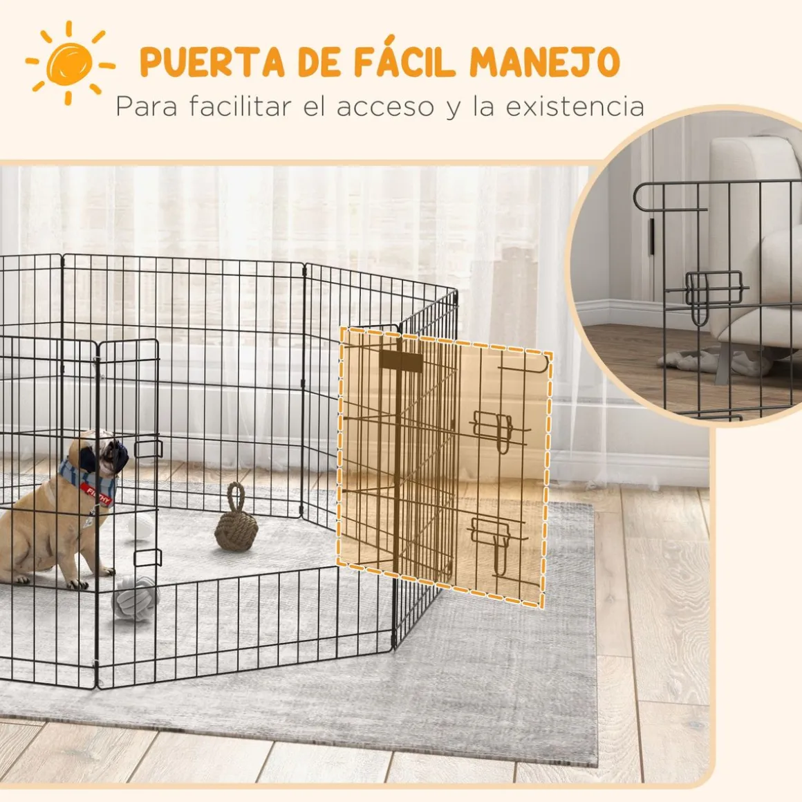 Pawhut parque de juegos para perros 8 paneles plegables negro