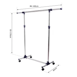 Perchero burro Homcom regulable con ruedas inox/negro 170x160x45 cm