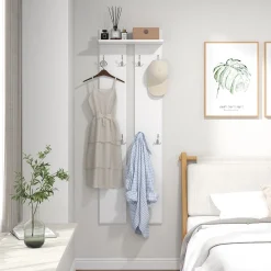 Perchero de pared Doo Homcom 1 estante 8 ganchos blanco 170x55x21,3 cm