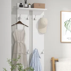 Perchero de pared Doo Homcom 1 estante 8 ganchos blanco 170x55x21,3 cm