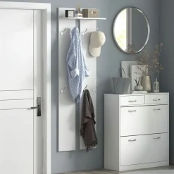 Perchero de pared Doo Homcom 1 estante 8 ganchos blanco 170x55x21,3 cm