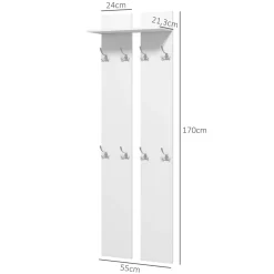 Perchero de pared Doo Homcom 1 estante 8 ganchos blanco 170x55x21,3 cm