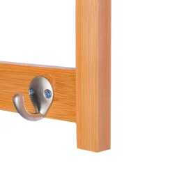 Perchero de pared Homcom 4 ganchos+estante superior bambú natural 20x50x17 cm