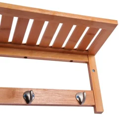 Perchero de pared Homcom 4 ganchos+estante superior bambú natural 20x50x17 cm