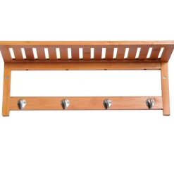 Perchero de pared Homcom 4 ganchos+estante superior bambú natural 20x50x17 cm