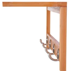 Perchero de pared Homcom 4 ganchos+estante superior bambú natural 20x50x17 cm